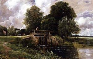 Passing through a Lock, 1891 by Edmund Morison Wimperis
