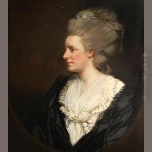 A Portrait Of A Lady, Wearing A White Gown And Black Cloak, Thought To Be Mrs. Hughes