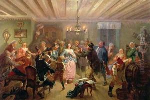 The Concert at Tre Byttor, Scene from 'Fredman's Epistle' Number 51, 1860 by Josef Wilhelm Wallander