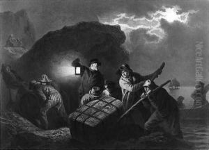Smugglers on the Eastern Coast of Sweden, early 19th century by Josef Wilhelm Wallander