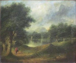 Wooded River Landscape With Figure by James Arthur O'Connor