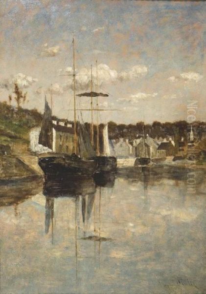 Boats And Wooded Harbour Scene, Pont-aven - view 1