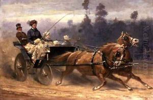 Madame Celestine Nichols Driving in Richmond Park with Her Grandchildren, 1879