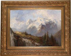 Der Ortler Und Die Konisgspitze by Adolf Obermullner