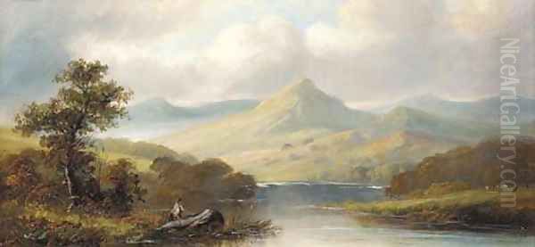An angler in a mountainous landscape - view 1