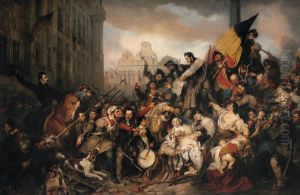 Episode of the September Days 1830 on the Grand Place of Brussels