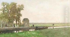 Het theekoepeltje van Cromvliet te Rijswijk a pavilion along a canal