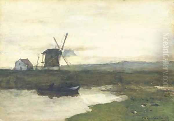 A windmill in a polder landscape - view 1