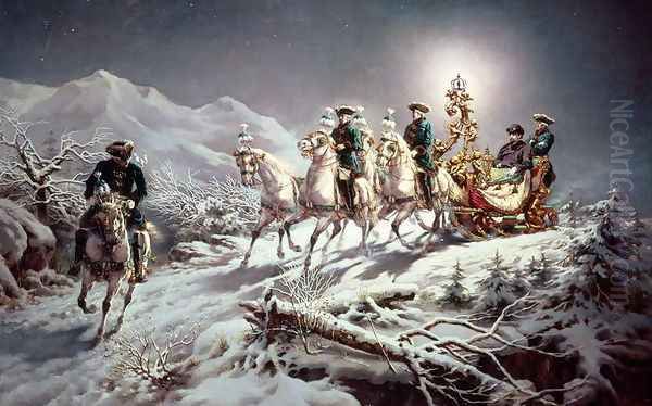 Ludwig II (1845-86) of Bavaria Sleighing at Night from Neuschwanstein to Linderhof, 1888 - view 1
