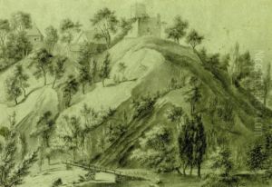 Hilly Landscape With Castle Ruins by Friedrich Olivier