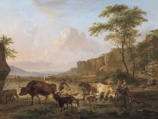 Paysage Du Sud Avec Gardiens De Troupeau - view 1