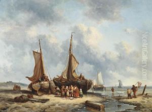 Fishermen Selling Their Catch On The Foreshore