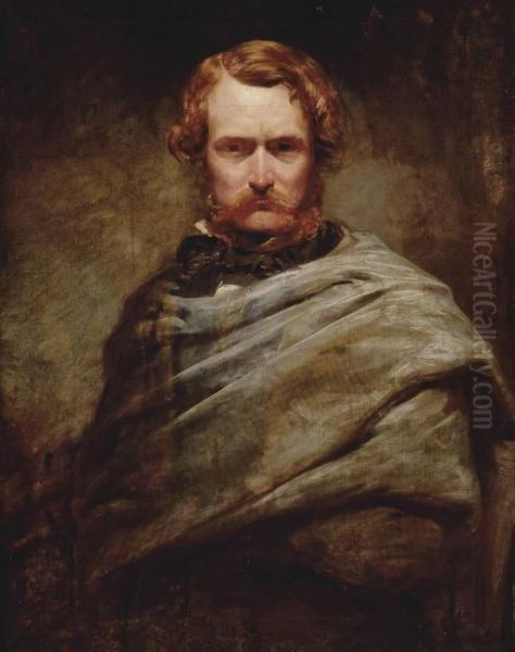 Portrait Of A Gentleman, Half-length, In A Black Coat And Grey Wrap - view 1