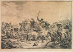 Battle Between The Georgians And The Mountain Tribes; Bitwa by Alexander Ossipovitch Orlovsky
