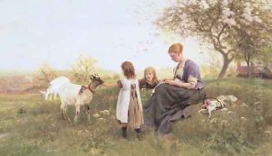 Feeding the Goats, 1870 by Otto Weber