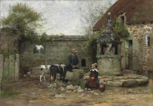 A Grey Morning In A Breton Farmyard by Walter Frederick Osborne
