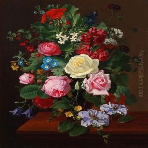 Still Life With Colourful Flowers On A Table