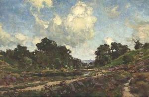 Landscape with trees and a lake by Jose Weiss