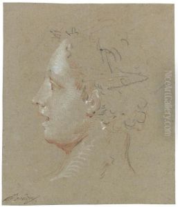 Head Of A Woman, Turned In Profile by Jean-Baptiste Oudry