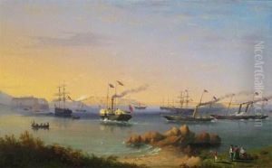 The Arrival Of Queen Victoria 
And Prince Albert On The Royal Yacht In 1854 For The Official Opening Of
 The New Harbour At Alderney