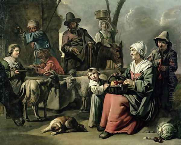 Peasant Family at a Well - view 1