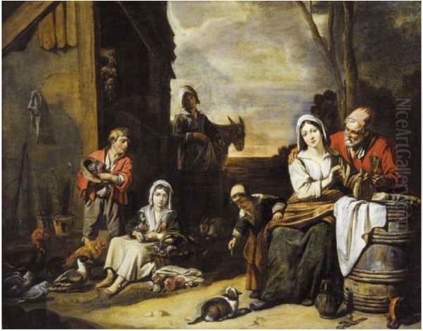 A peasant family in a yard - view 1