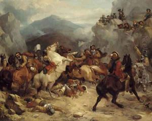 A detachment of Cromwell's cavalry surprised in a mountain pass
