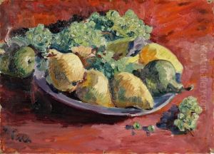 Stilleben Mit Weintrauben Und Birnen by Paul Paeschke