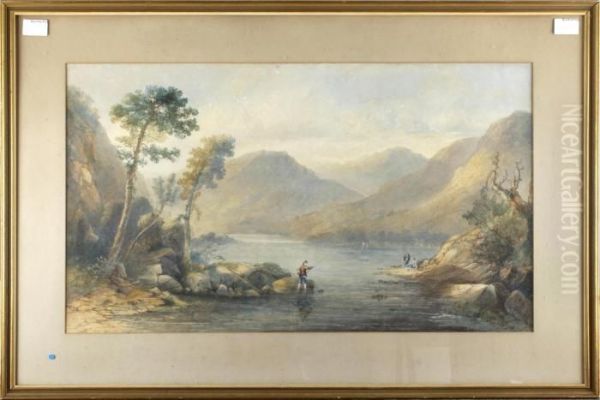 River Landscape With Anglers - view 1