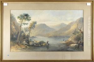 River Landscape With Anglers