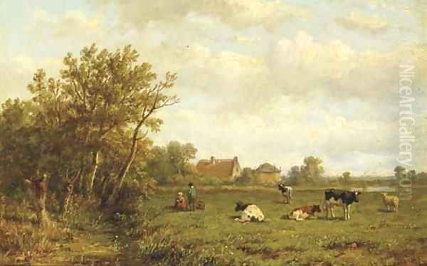 Cows in a meadow - view 1