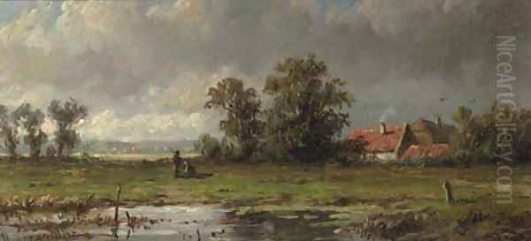 Figures resting in a polder landscape - view 1