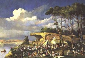 Picnic at Mrs Macquaries Chair, 1855 by Lieutenant George Austin Woods