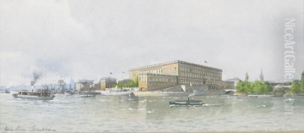 Utsikt Mot Stockholms Slott Med Angbatar I Forgrunden - view 1