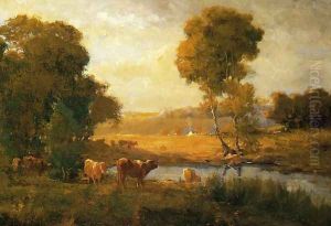 Cows Watering near the Farm by John Carleton Wiggins