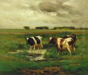 Cows Watering in a Pasture by John Carleton Wiggins