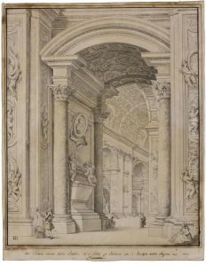View Of The Interior Of St.
Peter's Basilica, Rome, With The Tomb Of Queen Christina Of Sweden by Francesco Panini
