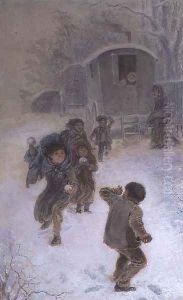 Gypsy children snowballing