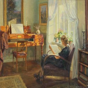 Sunny Interior With Reading Woman by Robert Panitzsch