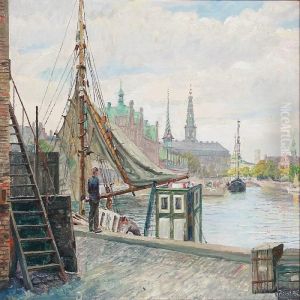 View Of The Inner Harbour Of Copenhagen Towards Christiansborg by Robert Panitzsch