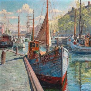 Fishing Boats In Christianshavn, Copenhagen Harbour by Robert Panitzsch