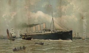 The S.s. Furst Bismarck In Hamburg by Fred Pansing