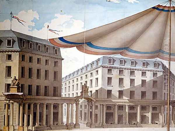 Design for decorating the Place de lOdeon for a revolutionary fete, 1790 - view 1