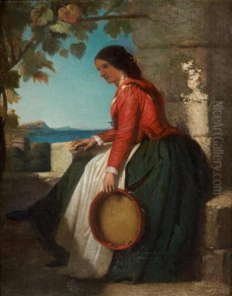 Joueuse De Tambourin Devant La Mediterranee - view 1