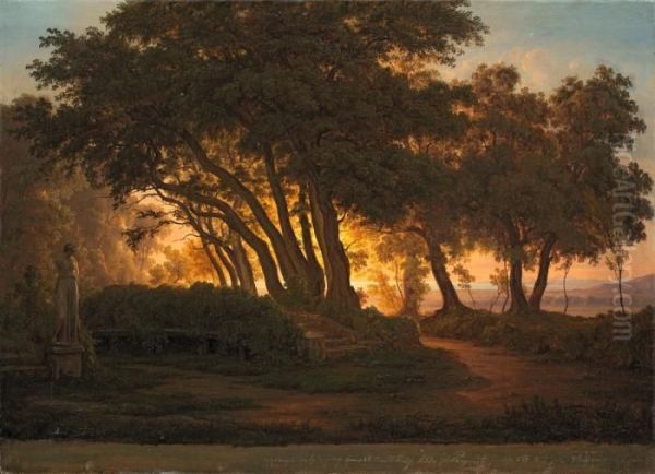 Sonnenuntergang, Gesehen Von Der Villa Massa Zu Albano Bei Rom - view 1