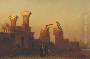 By the ruins at sunset by Frank Waller