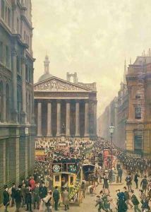 The Rush Hour by the Royal Exchange from Queen Victoria Street, 1904 by Alexander Friedrich Werner