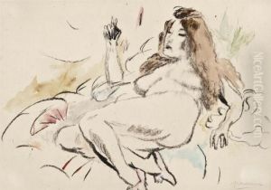 Nu Allonge A La Cigarette by Jules Pascin