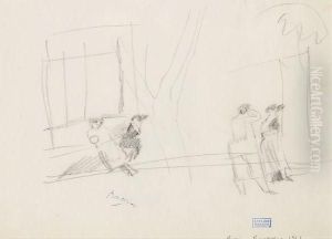 Quatre Femmes Dans La Rue A Perpignan by Jules Pascin