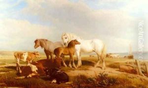 Horses And Cattle On The Shore by Henry Brittan Willis, R.W.S.